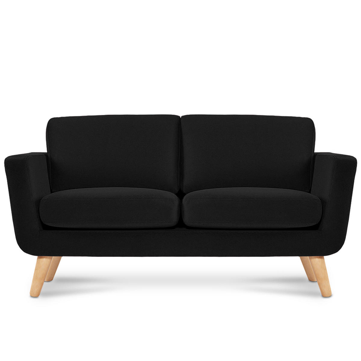 SOFA TAGIO mit Armlehnen, Schwarz - Schwarz/Braun, Buchenholz/Textil (153/80/84cm) - KONSIMO®