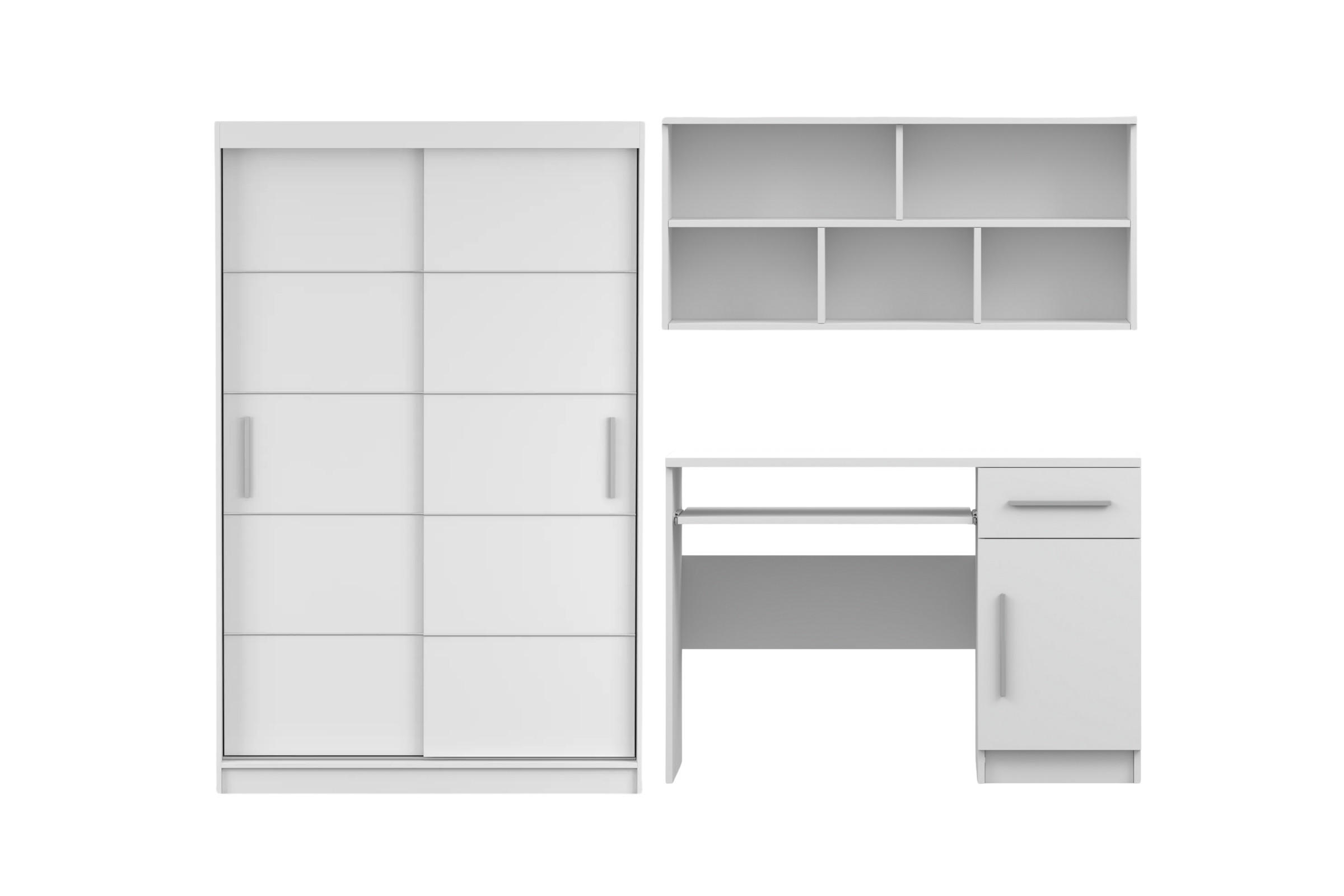 JUGENDZIMMER-SET TILL 06 3-teilig in Weiß matt - Weiß, Holzwerkstoff (330/200/61cm) - Deine Möbel 24