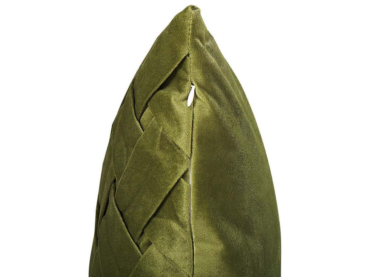 DEKOKISSEN 2er-Set Olivgrün 43/43 cm Narcissus - Olivgrün, Textil (43/43cm) - Beliani