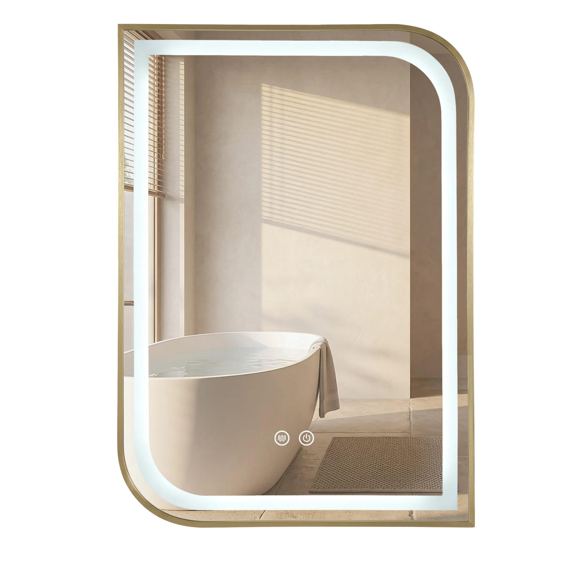 SPIEGEL Rea Led Zone 80x60 Gold Brush - Goldfarben, Glas (60/80/0.5cm) - REA