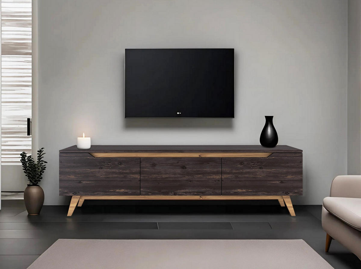 TV-MÖBEL digi Schwarz - Schwarz, Holz (35/48/180cm) - Habitat Garten