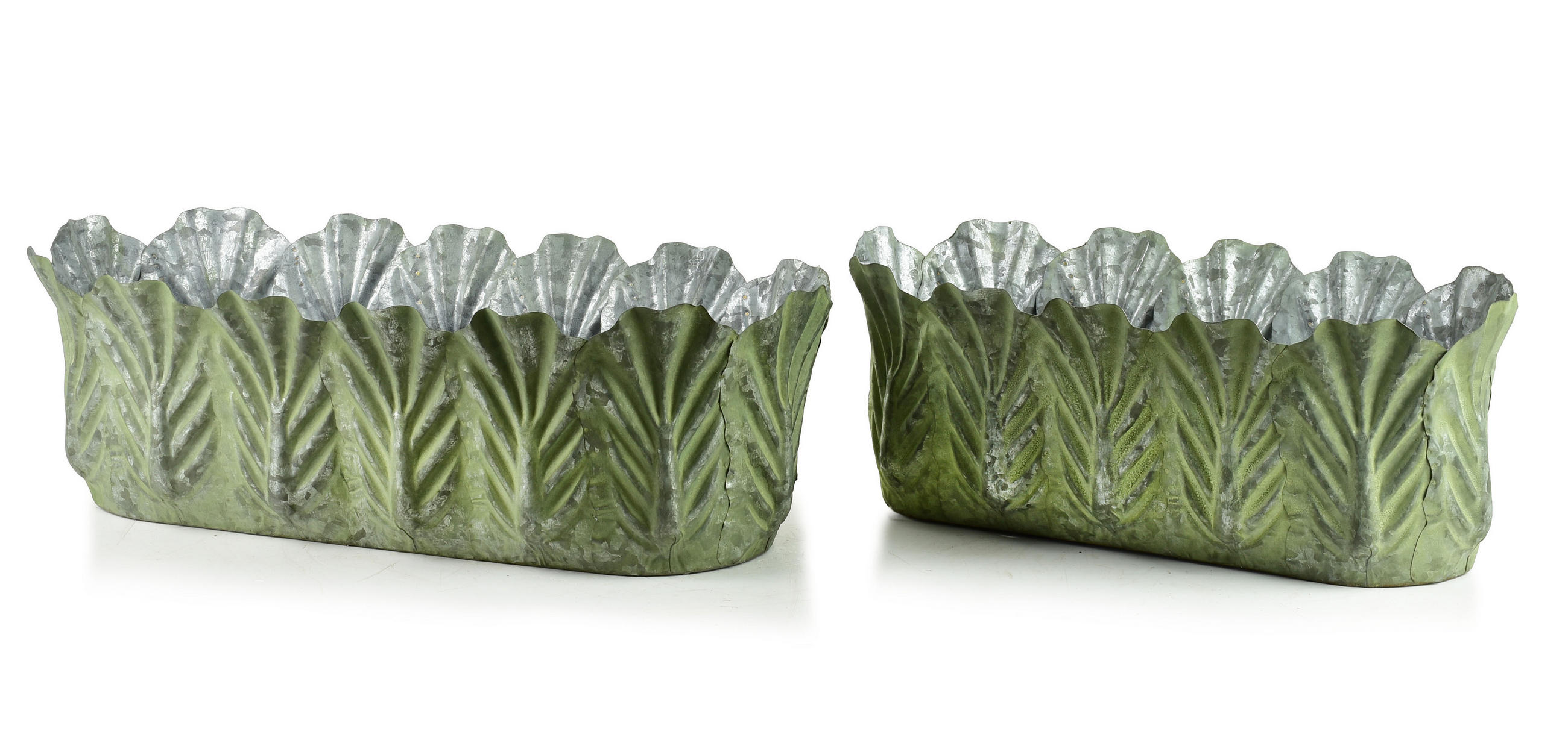 BLUMENTOPF Marina 2er Set Grün 52/24/17 cm Metall - Grün, Metall (24/17/52cm) - Mondex