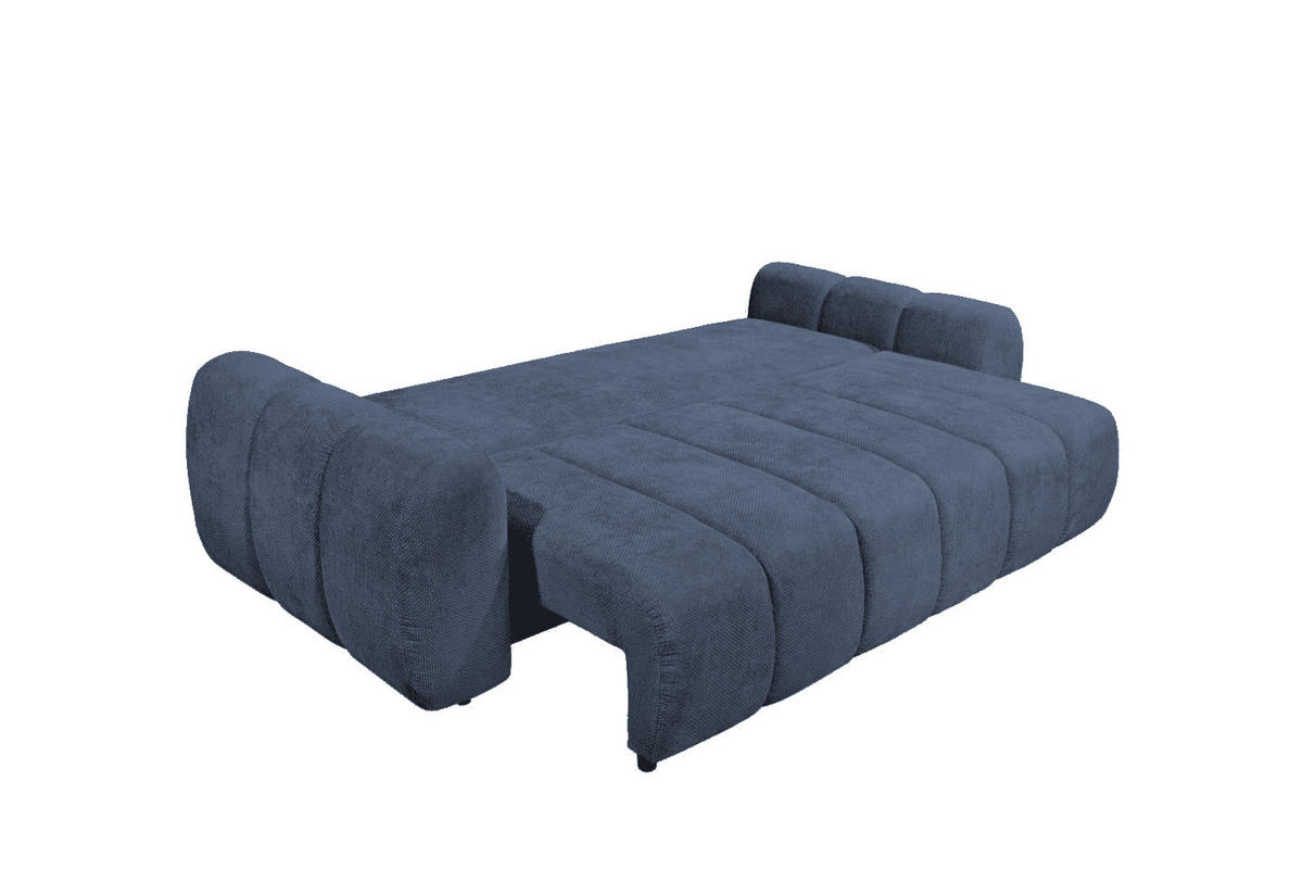 BIGSOFA mit Schlaffunktion und Bettkasten - Blau/Schwarz, Kunststoff/Textil (256/91/112cm) - ed exciting design