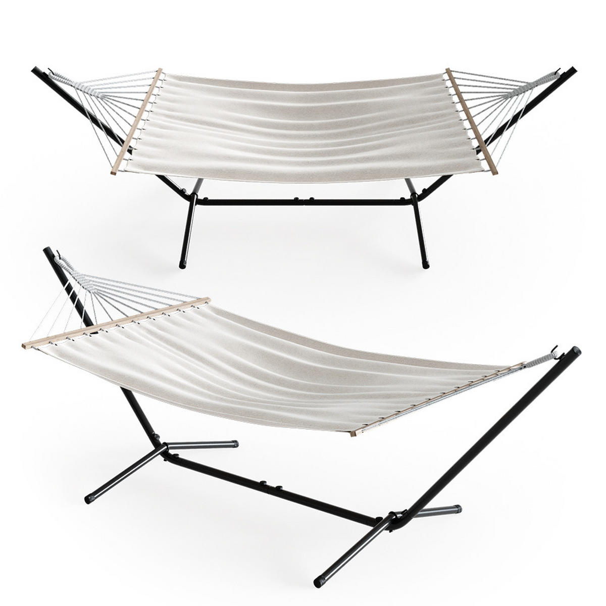HÄNGEMATTE Weiß 190 x 120 cm Metallgestell - Weiß, Metall (190/100/120cm) - OK-Living