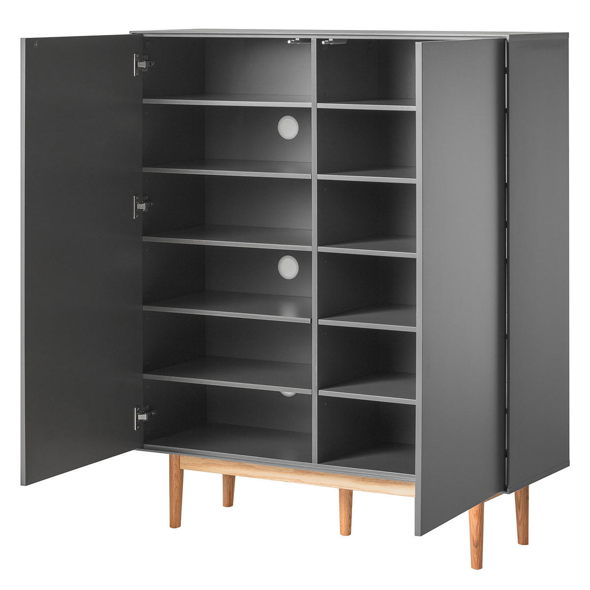 SCHUHKOMMODE mit 2 Türen - Eichefarben/Grau, Holzwerkstoff (110/132/38cm) - home24