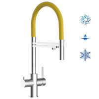 5-WEGE-KÜCHENARMATUR, Edelstahl Massiv aus Chirurgenstahl, Gebürstet und Gelb, 2-Strahl-Brause - Gelb, Metall (24/52.5/24cm) - VIZIO