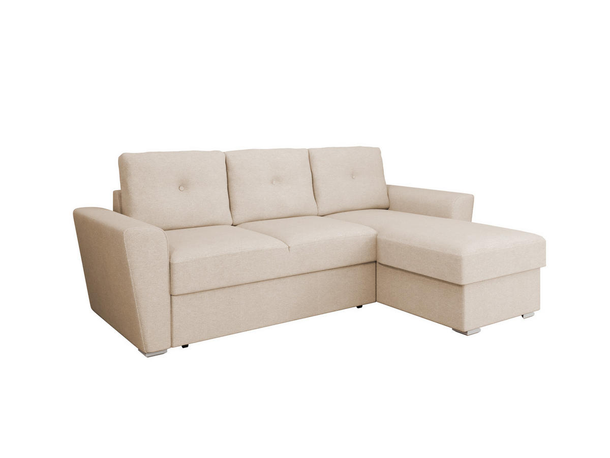 ECKSOFA Bellano Ecksofa L-Form- links oder rechts montierbar, beige - Beige, Holz (243/156cm) - Panda Möbel