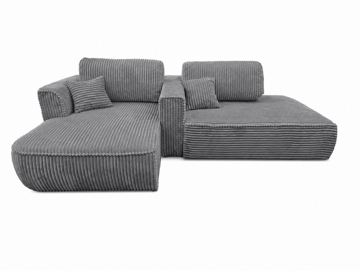 BIGSOFA COZI, Grau mit Cordbezug - Grau, Kunststoff/Textil (240/87/180cm) - KS Home Concept