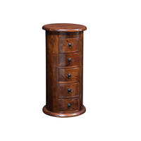 KOMMODE rund Akazie 45x45x88 nougat lackiert OXFORD #338 - Dunkelbraun, Holz (45/88/45cm) - Massivmoebel24