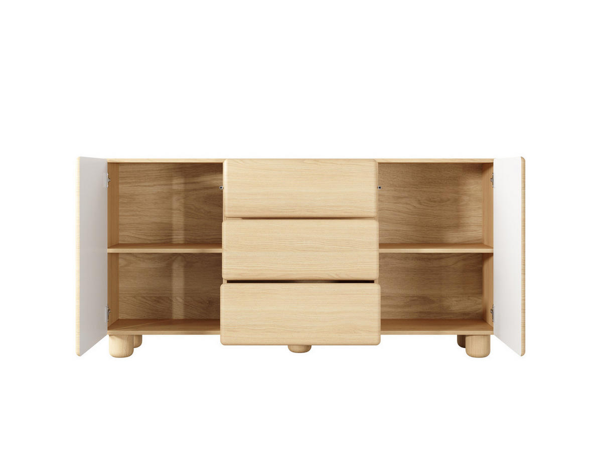 SIDEBOARD CERVI C 160 cm Eiche Vicenza - mit 2 Türen, 3 Schubladen und abgerundeten Fronten - Eichefarben, Holz/Holzwerkstoff (160/80/38cm) - Ravio