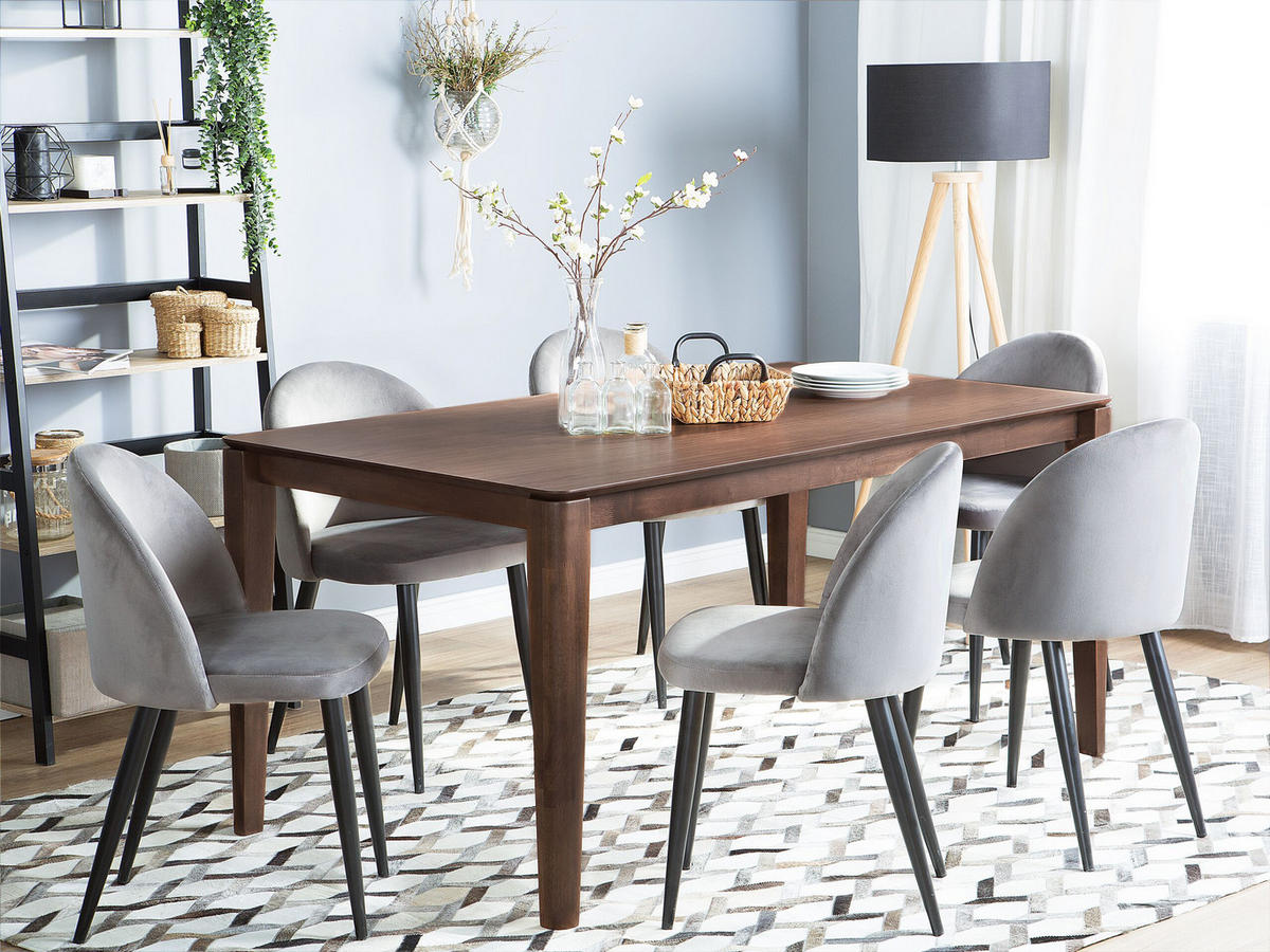 ESSTISCH 160/90/75 cm Dunkelbraun Rechteckig Lottie - Dunkelbraun, Holzwerkstoff (160/90/75cm) - Beliani