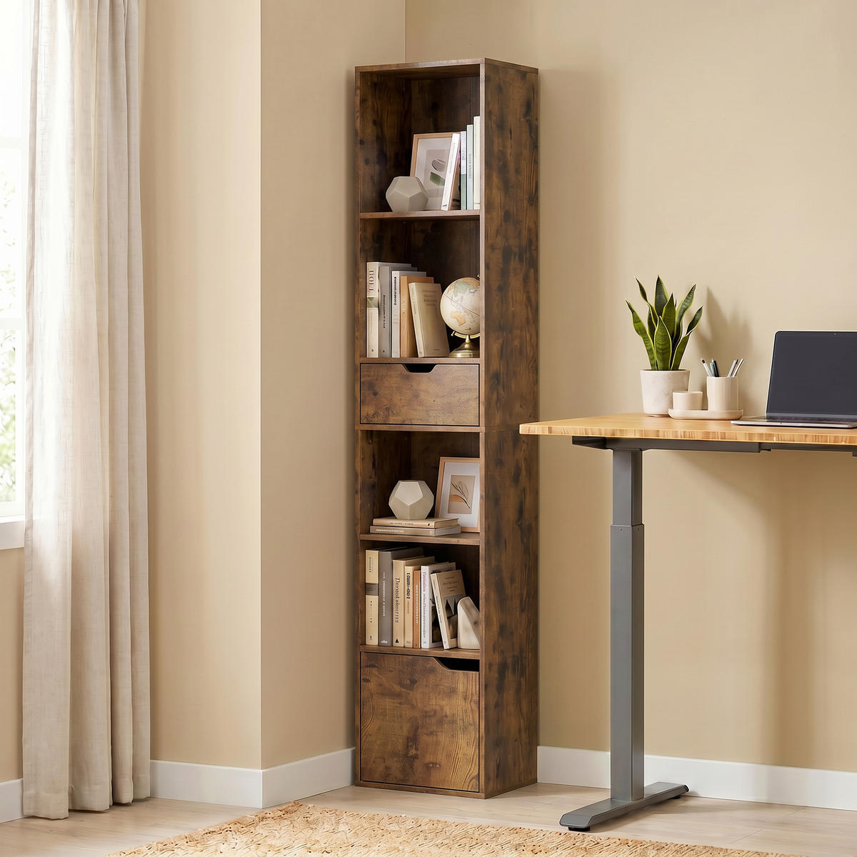 BÜCHERREGAL Spanplatte Braun - Braun, Holzwerkstoff (24/158/30cm) - HOMCOM