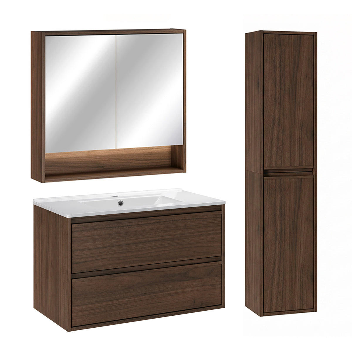 KOUPELNOVÝ NÁBYTEK 81cm Edmé 2er-Set Dřevo - hnědá, kompozitní dřevo (81/52/46cm) - Petits-meubles