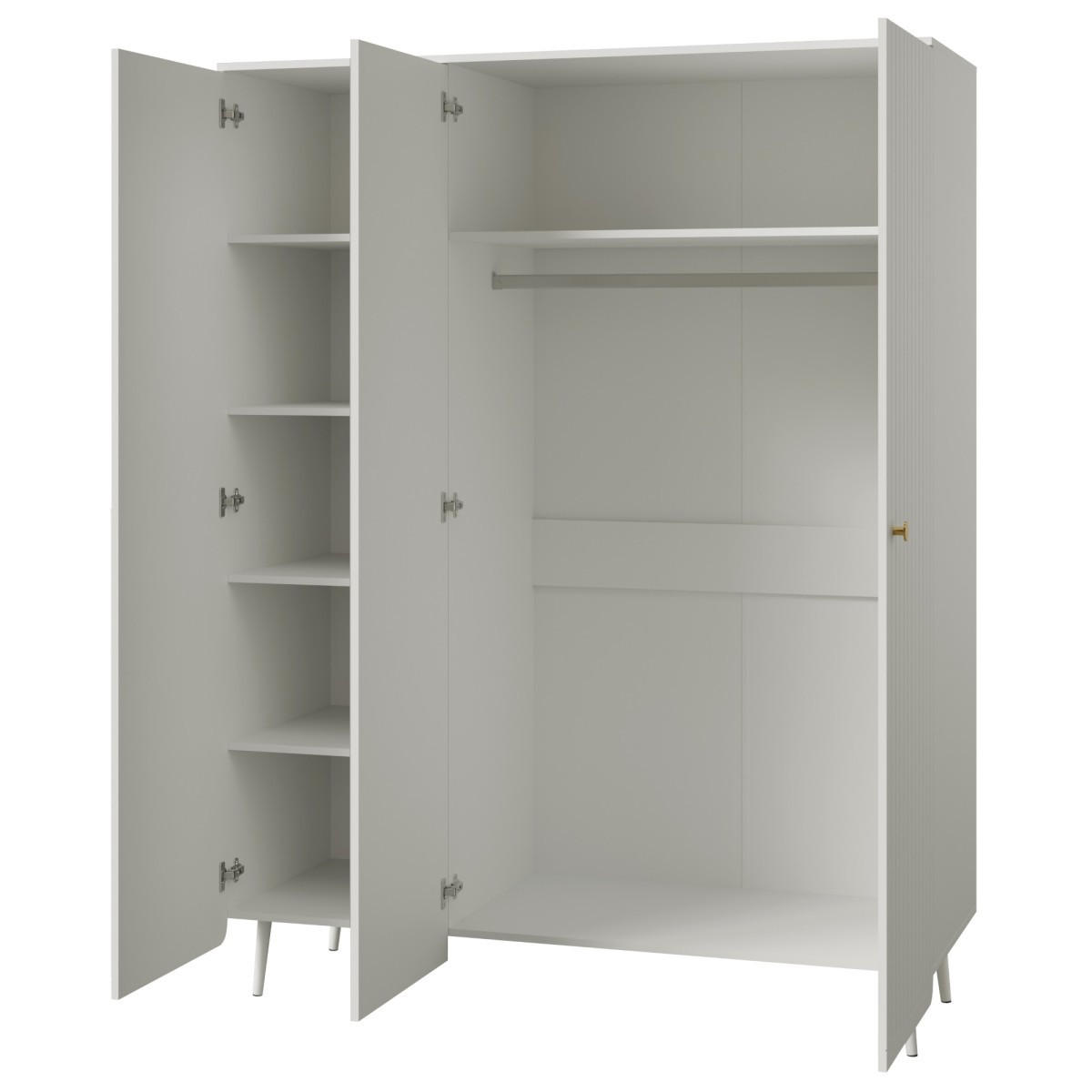 DREHTÜRENSCHRANK mit Spiegel Chloe 3D 150 Weiß (schwarzer oder goldener Griff) - Schwarz/Weiß, Holzwerkstoff/Kunststoff (150/200/60cm) - mzm24