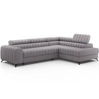 KANEDO Ecksofa mit Schlaffunktion und Bettkasten – Modernes Designsofa, verstellbare Kopfstützen, Metallfüße - Grau, Kunststoff (269/86cm) - Wohnideebilder