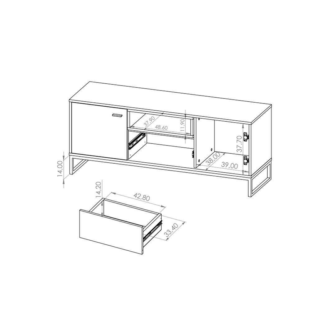 LOWBOARD OMAN mit 2 Türen und 1 Schublade, eiche Artisan+Schwarz - Schwarz/Eiche Artisan, Holzwerkstoff/Metall (135/55/40cm) - Beautysofa