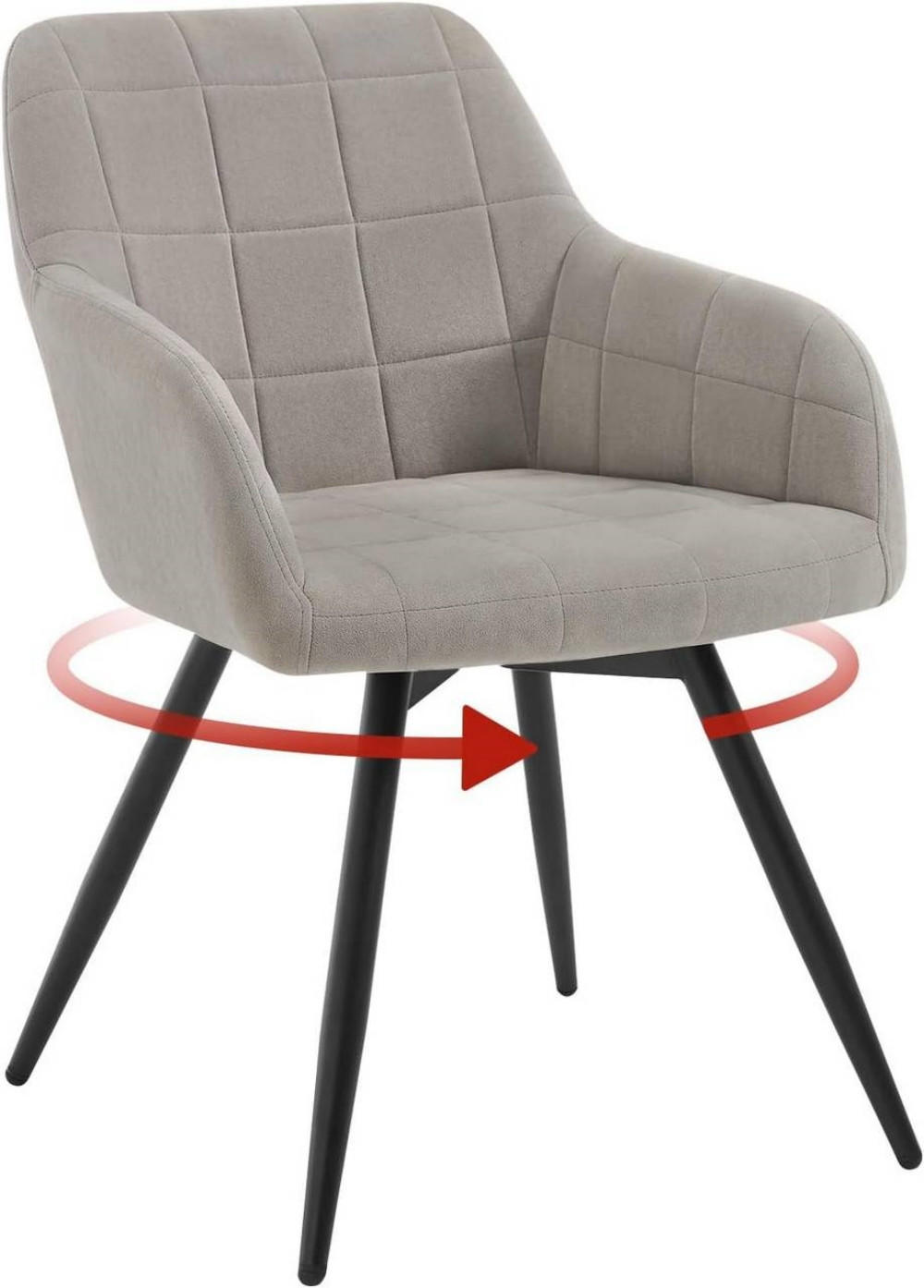 ESSZIMMERSTUHL drehbar, Samt, Hellgrau - Hellgrau/Schwarz, Textil/Metall (57/78/63cm) - Woltu