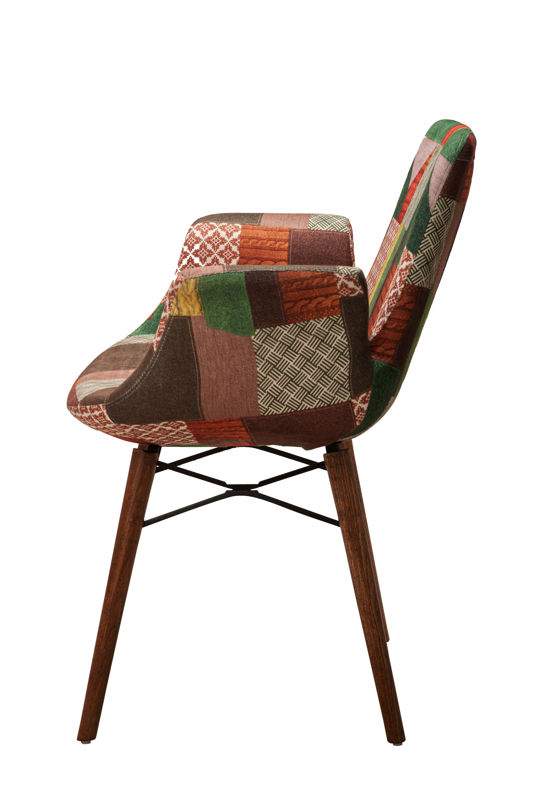 ARMLEHNENSTUHL ORLANDO mit Holzbeinen in multi-grün - Multicolor, Holz/Textil (61/82/52cm) - Stuhlmann
