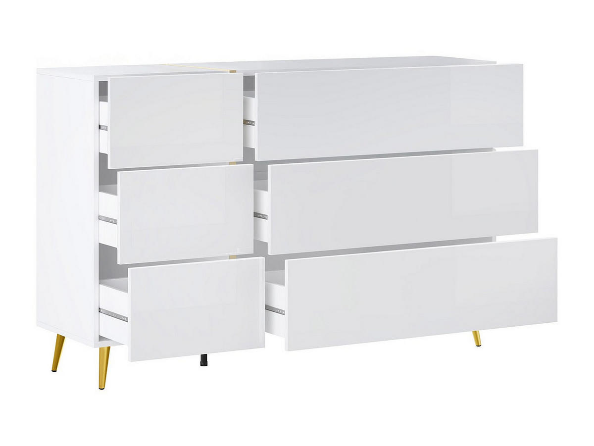 KOMMODE - 134.9 cm x 41 cm - holz - weiß, goldfarben Marzialo - Goldfarben/Weiß, Holz (134/87.2/41cm) - Vente-Unique