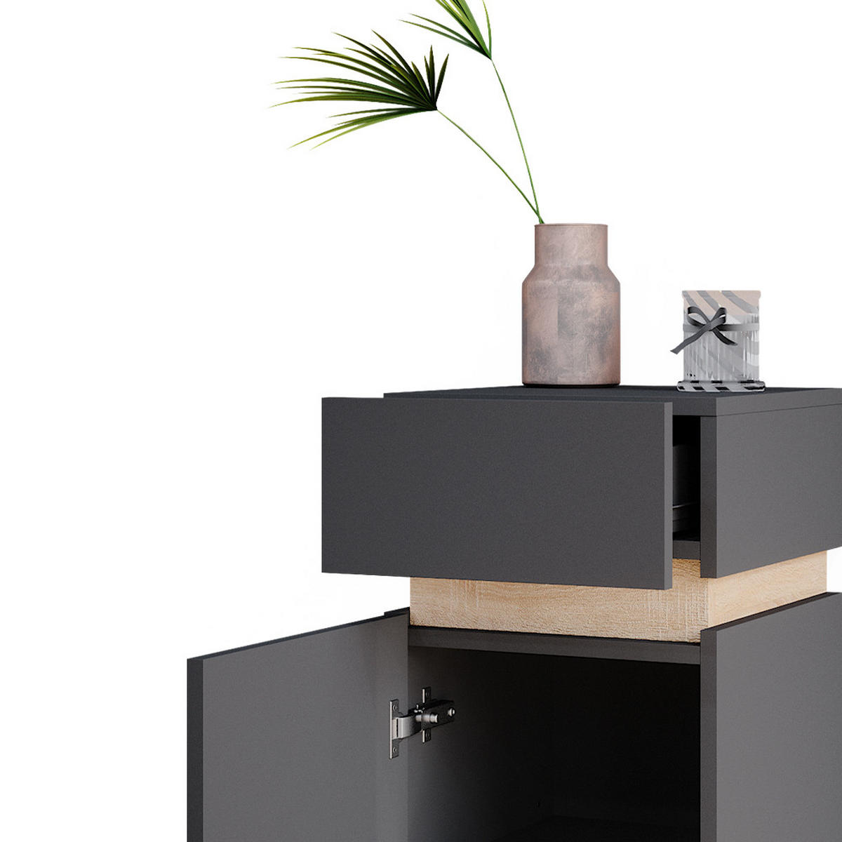 MIDISCHRANK Gloria Anthrazit 33 x 75.5 cm mit Tür und Schublade - Anthrazit, Holzwerkstoff (33/75.5/35cm) - Vicco