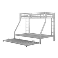ETAGENBETT aus Metall 90/140x200 cm in Silber mit Ausziehbett - Silberfarben, Metall (90/190cm) - Modfu