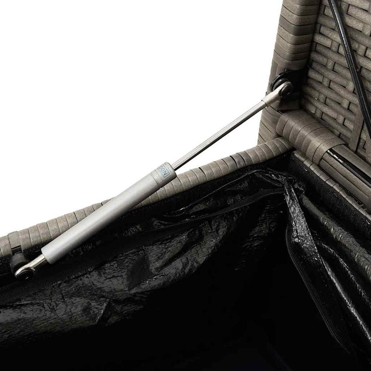 GARTENBANK Mit Stauraum Und Kissen Grau Poly Rattan - Grau, Kunststoff (56/87/111cm) - vidaXL