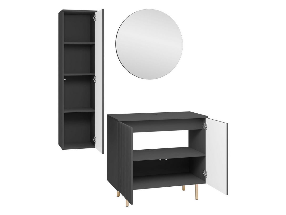 BADMÖBEL-SET Nubia II - Goldfarben/Schwarz, Holzwerkstoff/Metall (87/79/45cm) - MIRJAN24