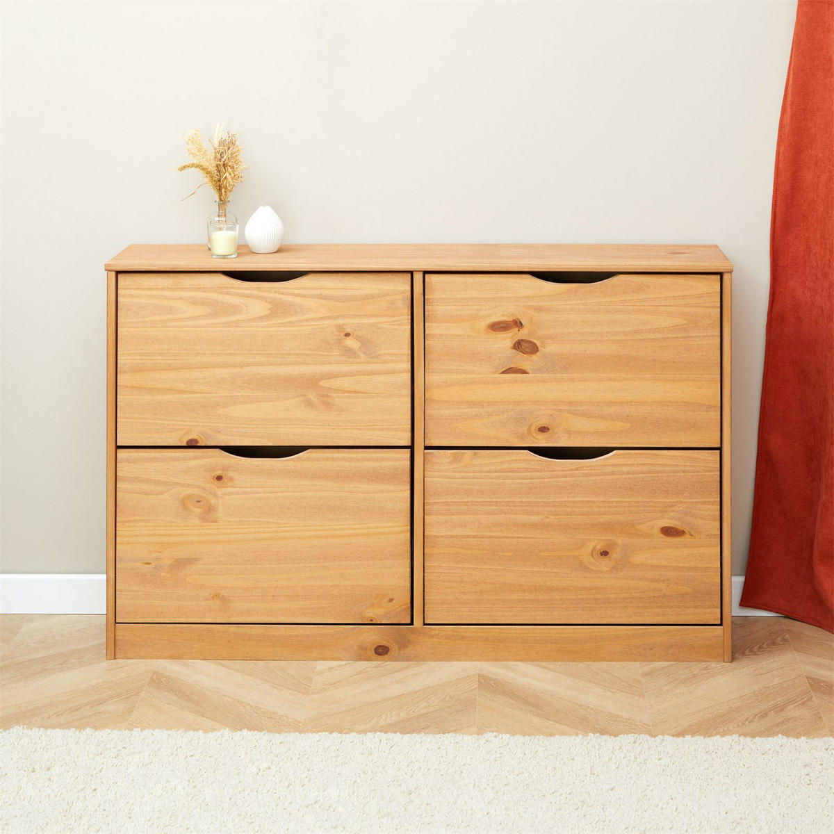 SCHUHSCHRANK BASIL - Honig, Holz (115/79/25cm) - IDIMEX