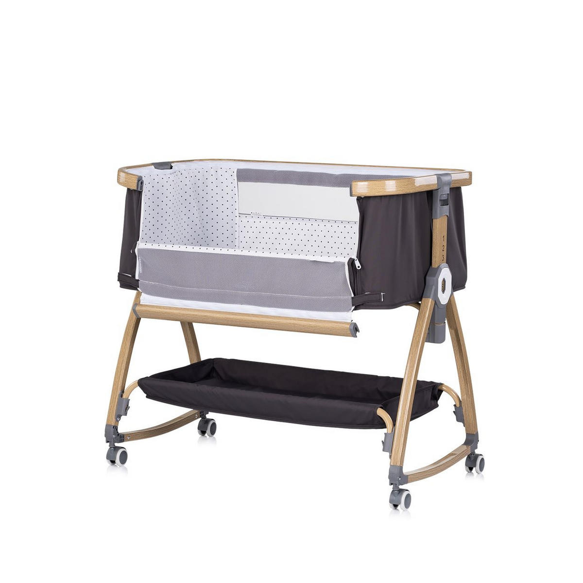 BEISTELLBETT Charisma dunkelgrau 84 x 49 cm, Wiegenfunktion, höhenverstellbar, Anti-Reflux, Moskitonetz - Grau, Metall (49/84cm) - Chipolino