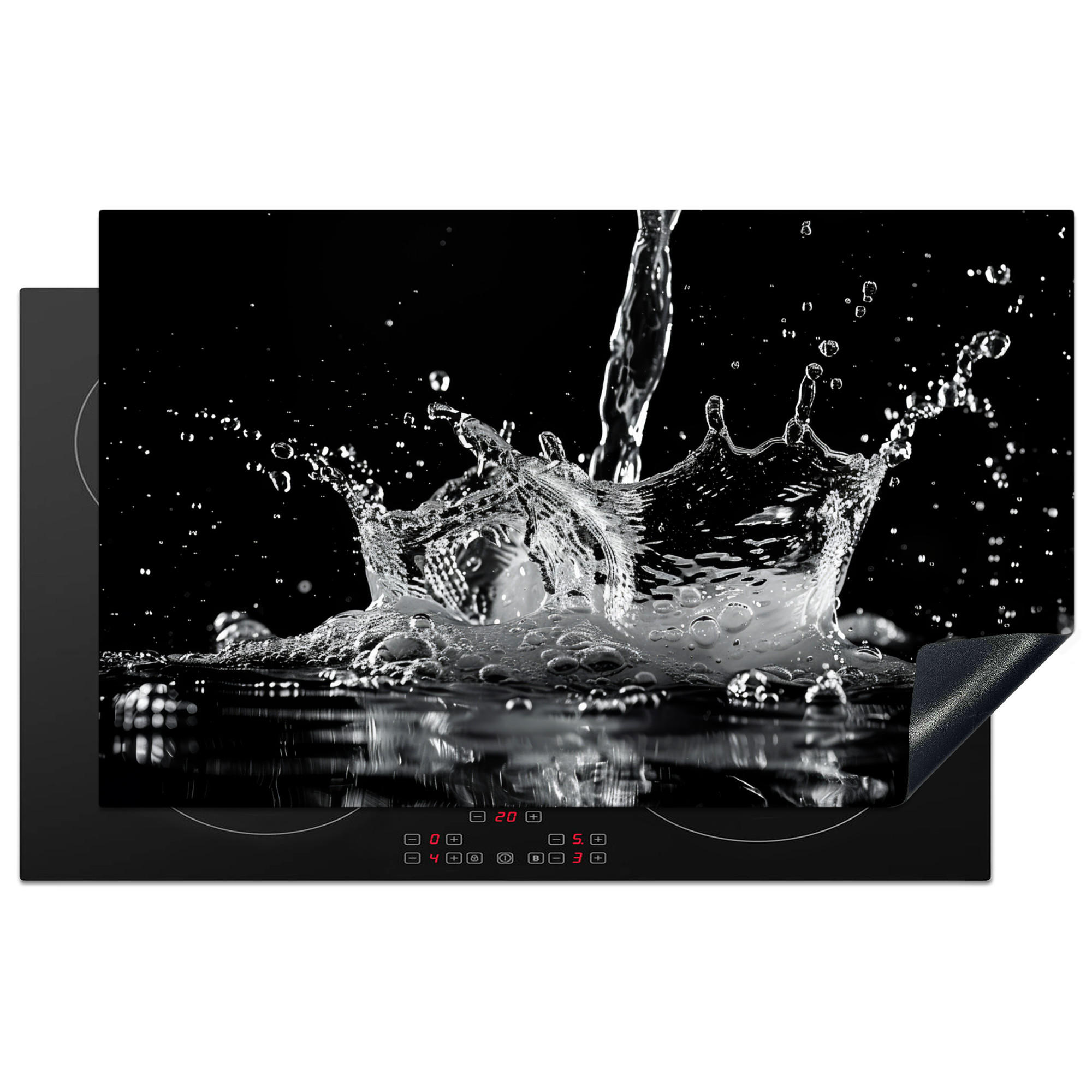 ZAŠČITA ZA INDUKCIJSKO PLOŠČO Voda 83x51 cm cm - črna, umetna masa (83/51.5/0.2cm) - MuchoWow