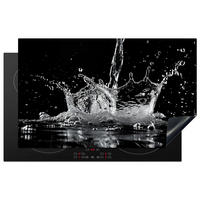 HERDABDECKPLATTE Wasser - Spritzwasser - Schwarz Induktionsmatte 83x51 cm - Schwarz, Kunststoff (83/51.5/0.2cm) - MuchoWow