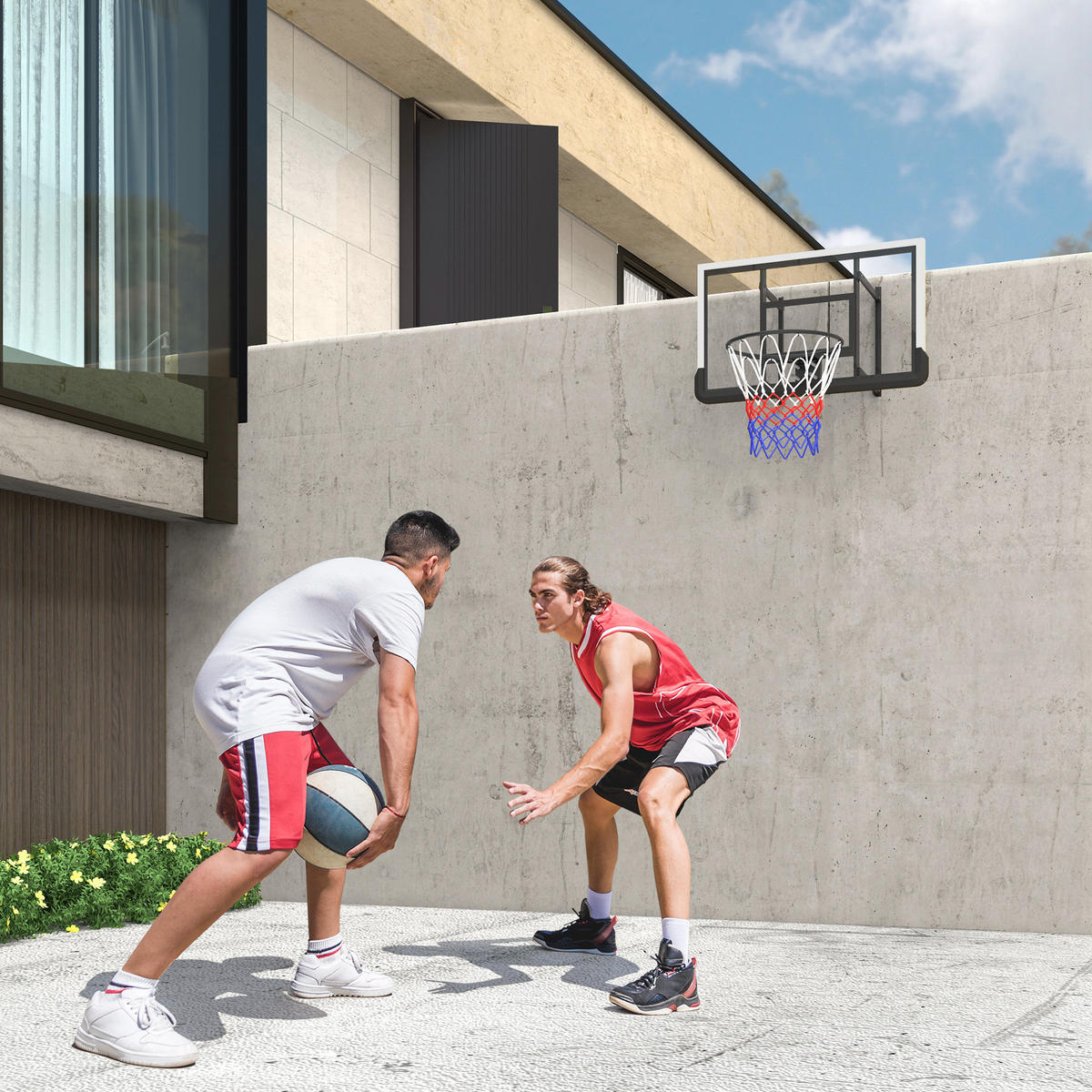 BASKETBALLKORB DE-10354 wandmontiert, gefederter Korb Schwarz - Schwarz, Metall (28/110cm) - ComfortXL
