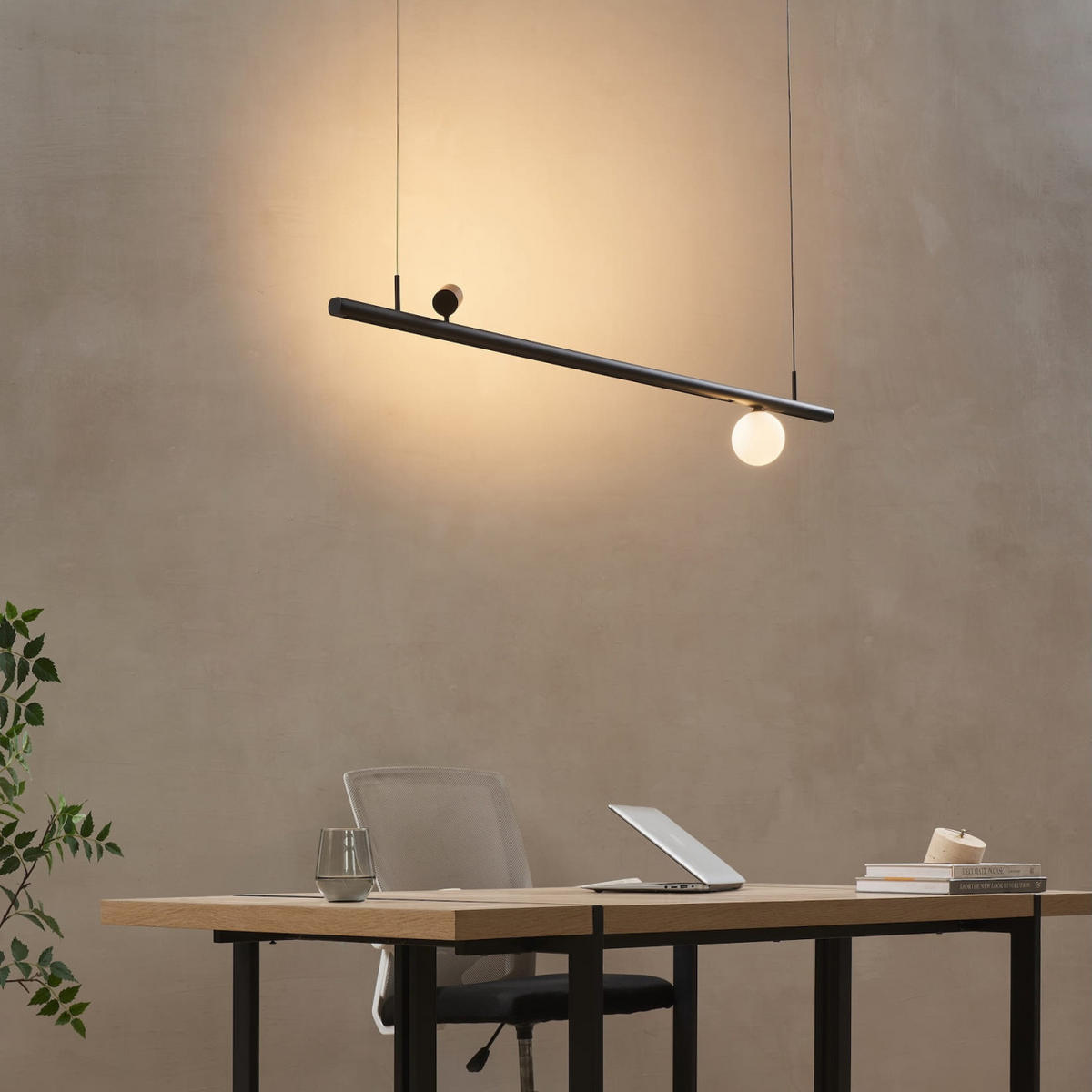 PENDELLEUCHTE MIT SPOTSTRAHLERN Lyne, Schwarz und weiß, 125cm - Weiß, Glas (125/125/8.5cm) - KOSILUM