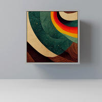 SIDEBOARD COLORFUL STRANDS, Grau, 57,5x42x57,5 cm, Ohne Füße - Multicolor/Grau, Holzwerkstoff (57.5/57.5/42cm) - SpaceRebels