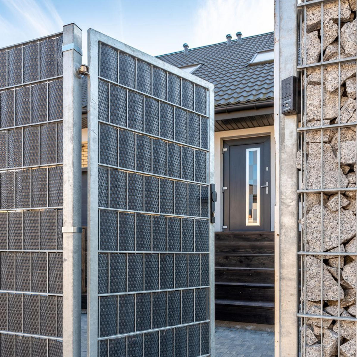 SICHTSCHUTZSTREIFEN Rattan PE für Doppelstabmatten Anthrazit 26m - Anthrazit, Kunststoff (2600/19cm) - ZAUN|ZU