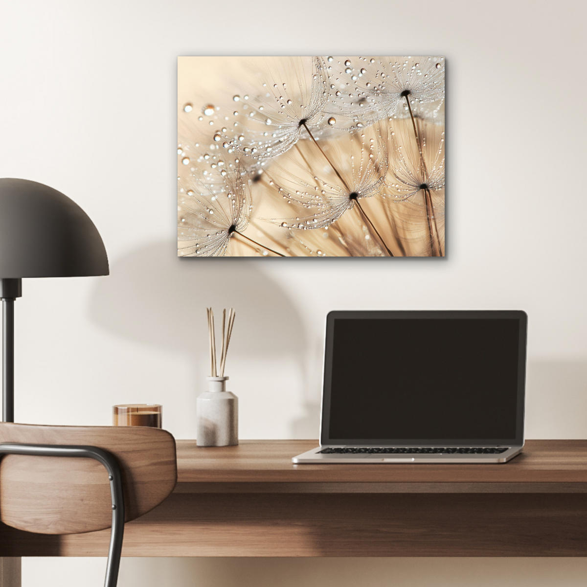 KOVOVÝ OBRAZ Púpava - Abstraktné - Príroda - Béžová 40x30 cm - hnedá, kov (40/30cm) - MuchoWow