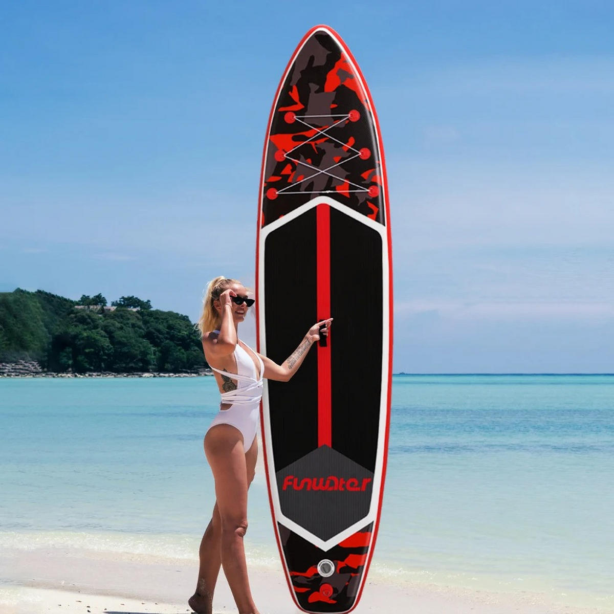 STAND-UP PADDLE BOARD FW32A 350X84X15CM - Rot/Schwarz, Kunststoff (84/350cm) - Kaket