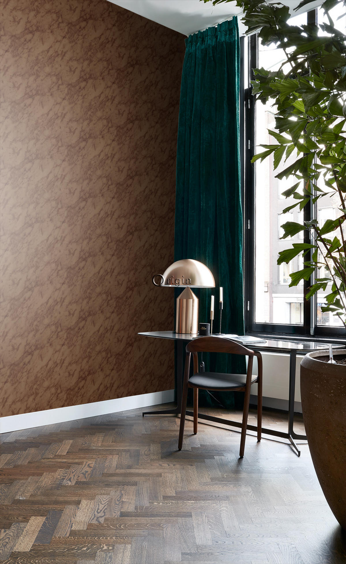 TAPETE Marmor-Optik 53 cm x 10.05 m - Orange, Papier (53/1000cm) - Origin Wallcoverings