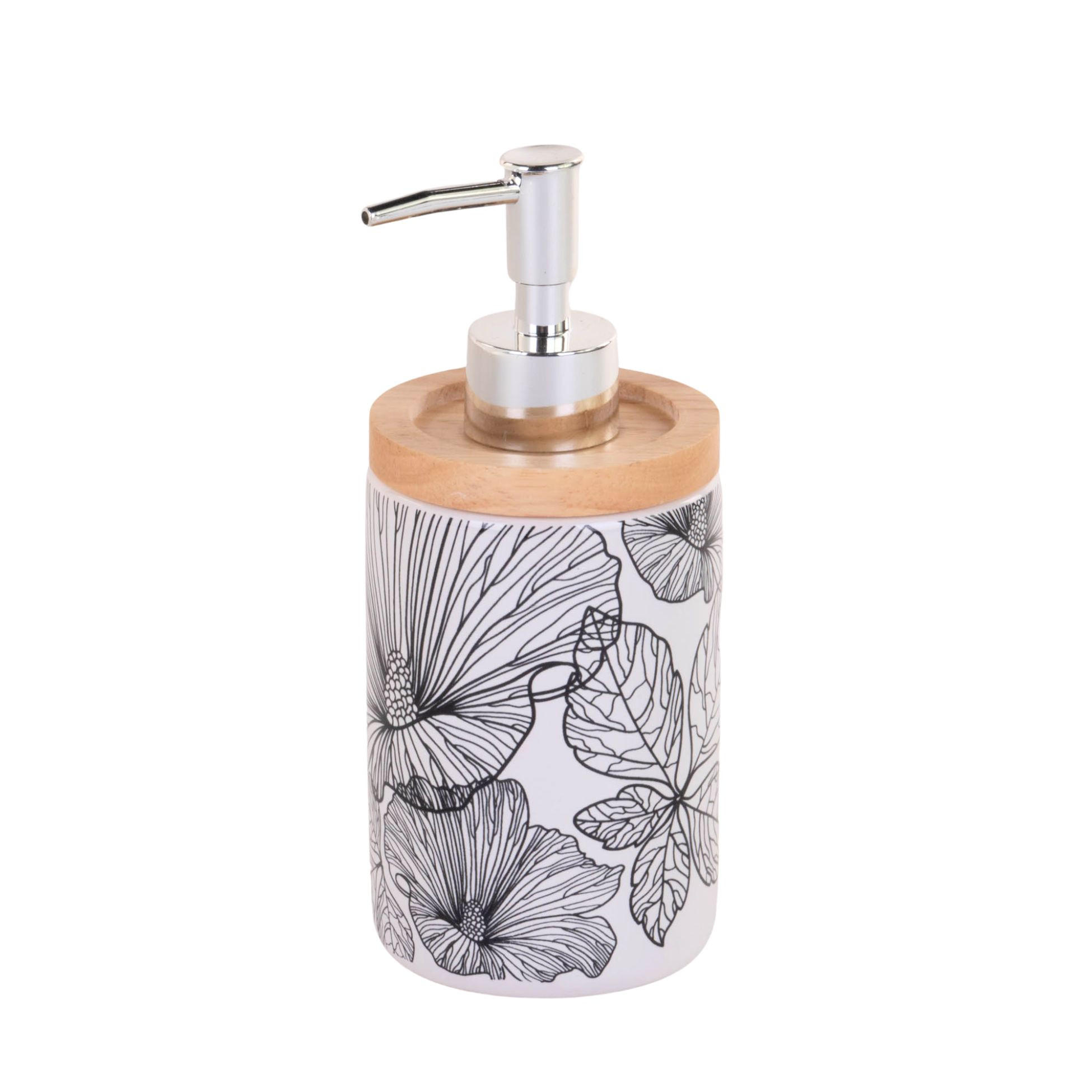 SEIFENSPENDER Keramik Blackflora 8,1/7,5/18 cm - Weiß, Keramik (7.5/18/8.1cm) - 5five Simply Smart