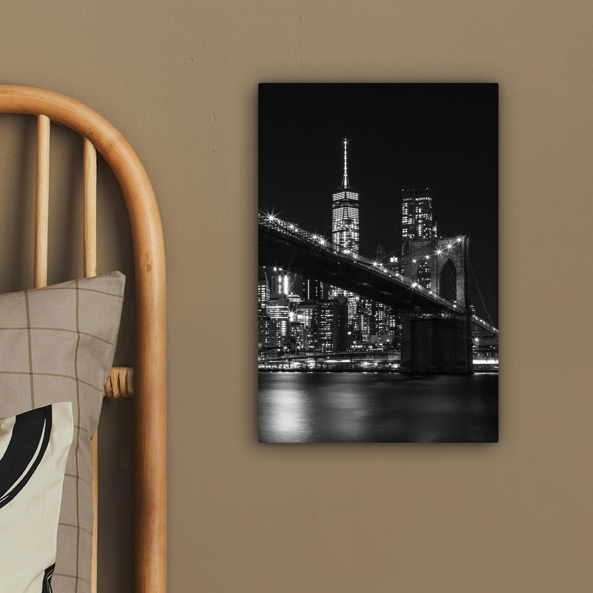 LEINWANDBILD New York - Brooklyn - Brücke 20x30 cm - Schwarz, Textil (20/30cm) - MuchoWow