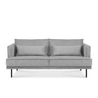 3-SITZER-SOFA GANZO 2 Kissen inklusive, Cord-Stoff, hellgrau - Hellgrau/Schwarz, Textil/Metall (193/84/92cm) - KONSIMO®