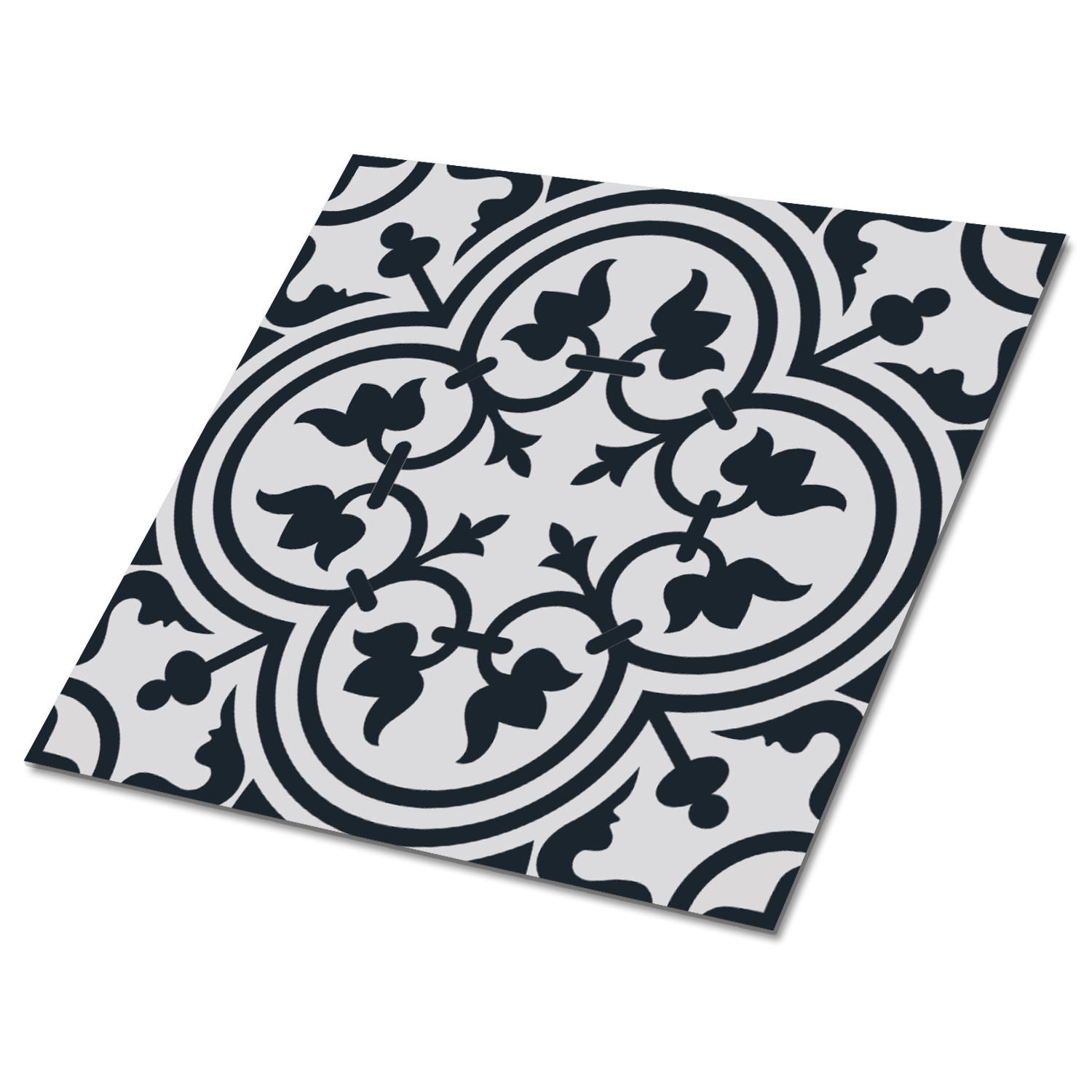 FLIESENAUFKLEBER 9 Stück 30x30 cm selbstklebend Pflanzenmuster - Grau, Textil (30/1.6/30cm) - TULUP