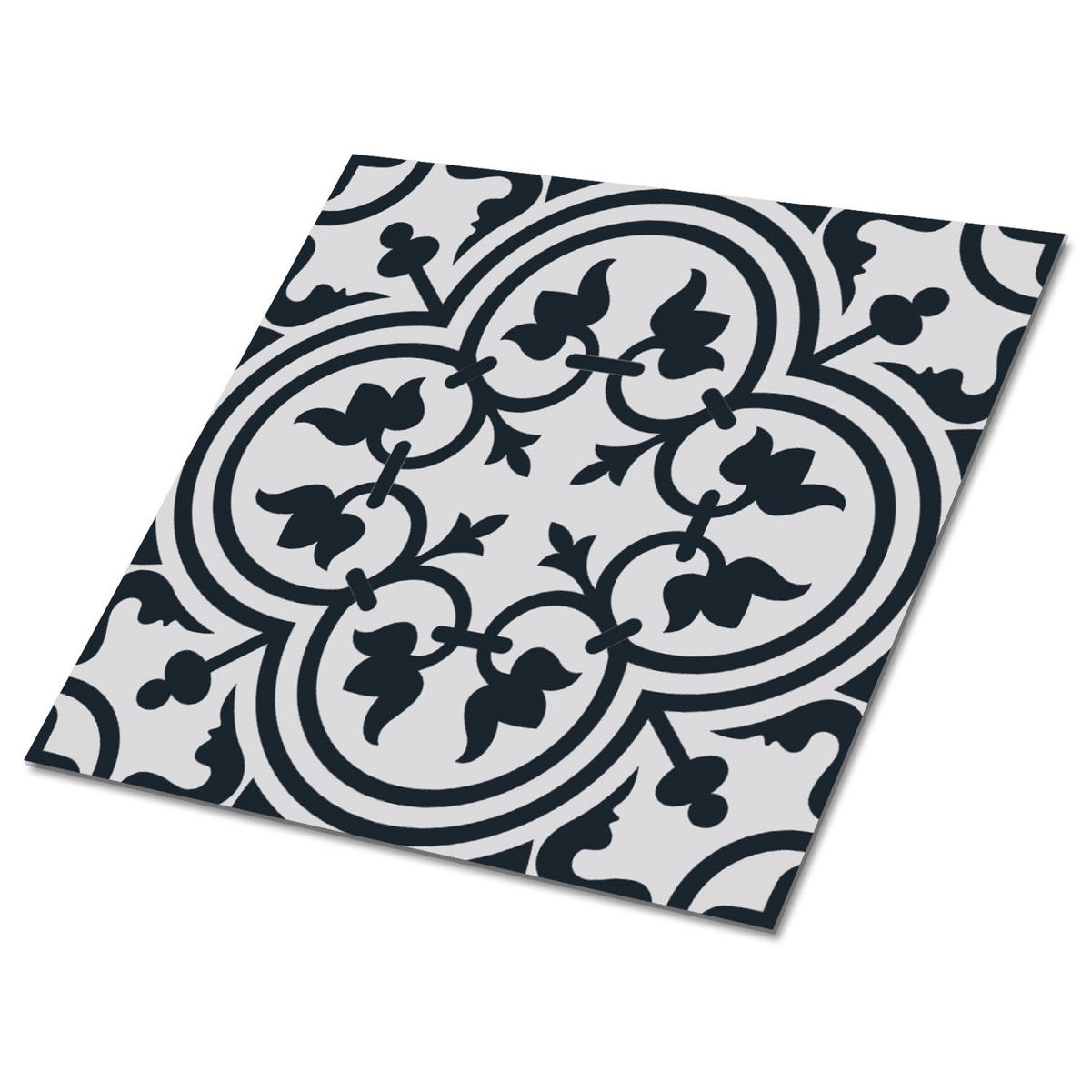 FLIESENAUFKLEBER 9 Stück 30x30 cm selbstklebend Pflanzenmuster - Grau, Textil (30/1.6/30cm) - TULUP