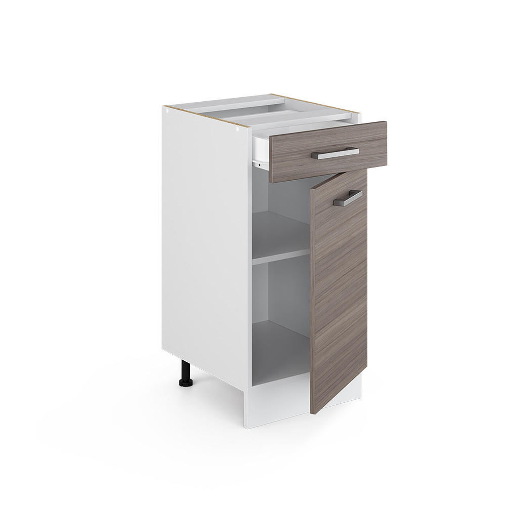 KÜCHENUNTERSCHRANK R-Line Grau 40 cm ohne AP - Weiß/Braun, Holzwerkstoff (40/81.6/46cm) - Vicco