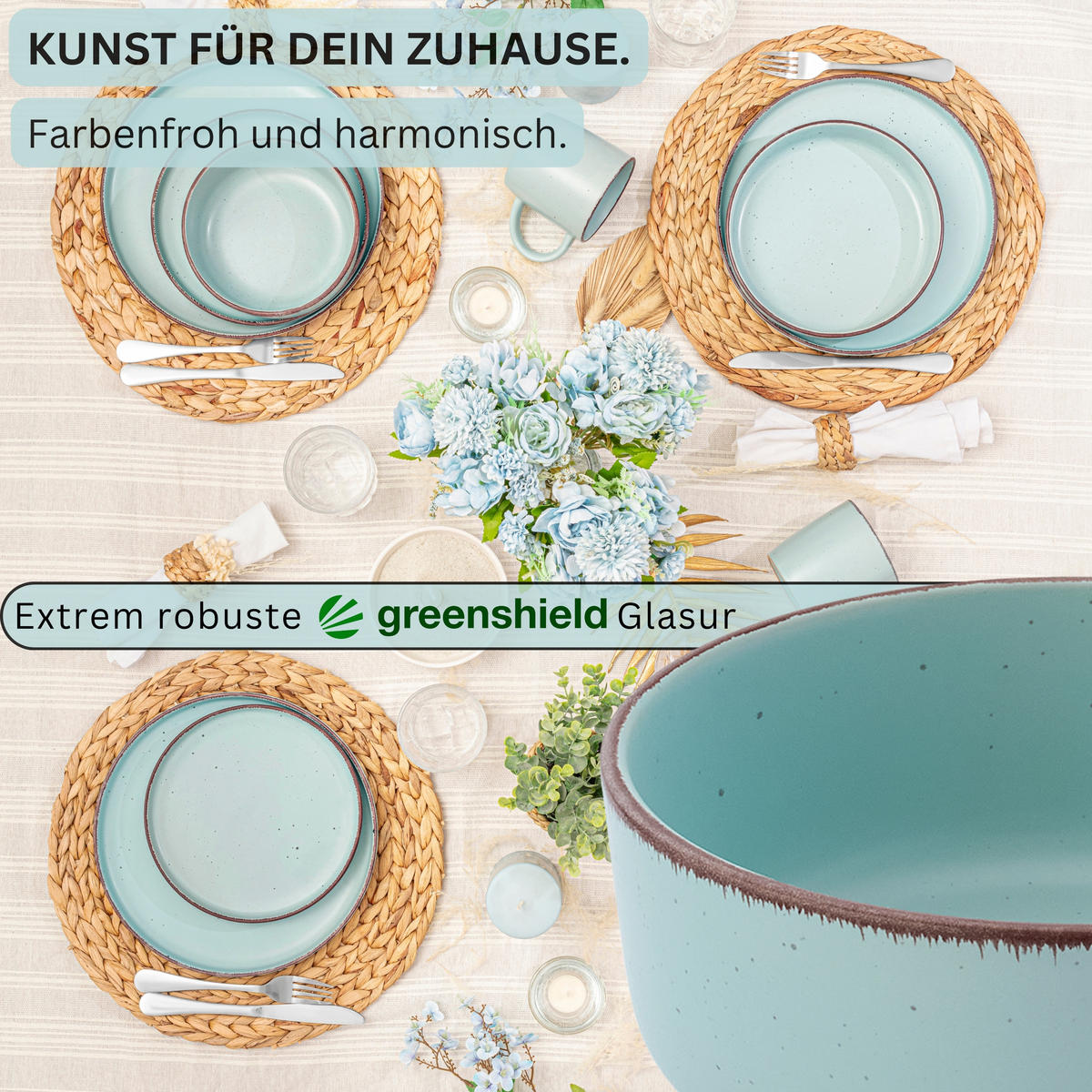 SCHALEN BOMBAY BREEZE - 4 teilig aus Steingut - Hellblau, Stein (16.5/16.5/6.5cm) - Sänger