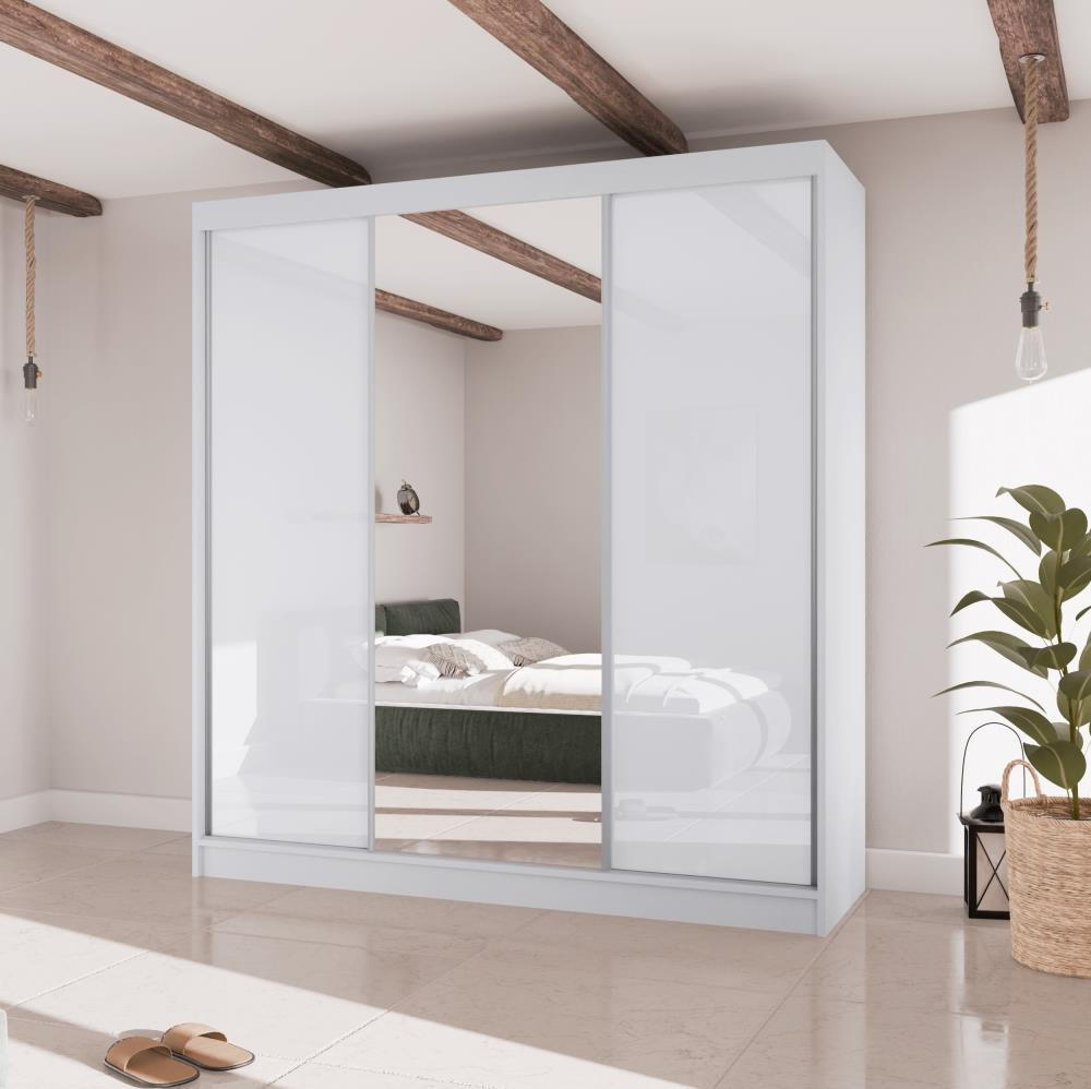 SCHWEBETÜRENSCHRANK Velis II 200/61/215 weiß - Weiß, Holzwerkstoff (200/215/61cm) - Beautysofa