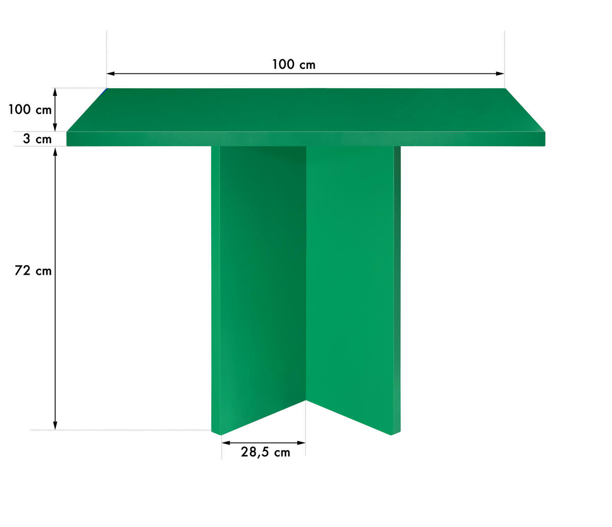 ESSTISCH Quadratischer aus lackiertem MDF, 100/100 cm, Grün - Smaragdgrün, Holzwerkstoff (100/100/75cm) - RNT By Really Nice Things