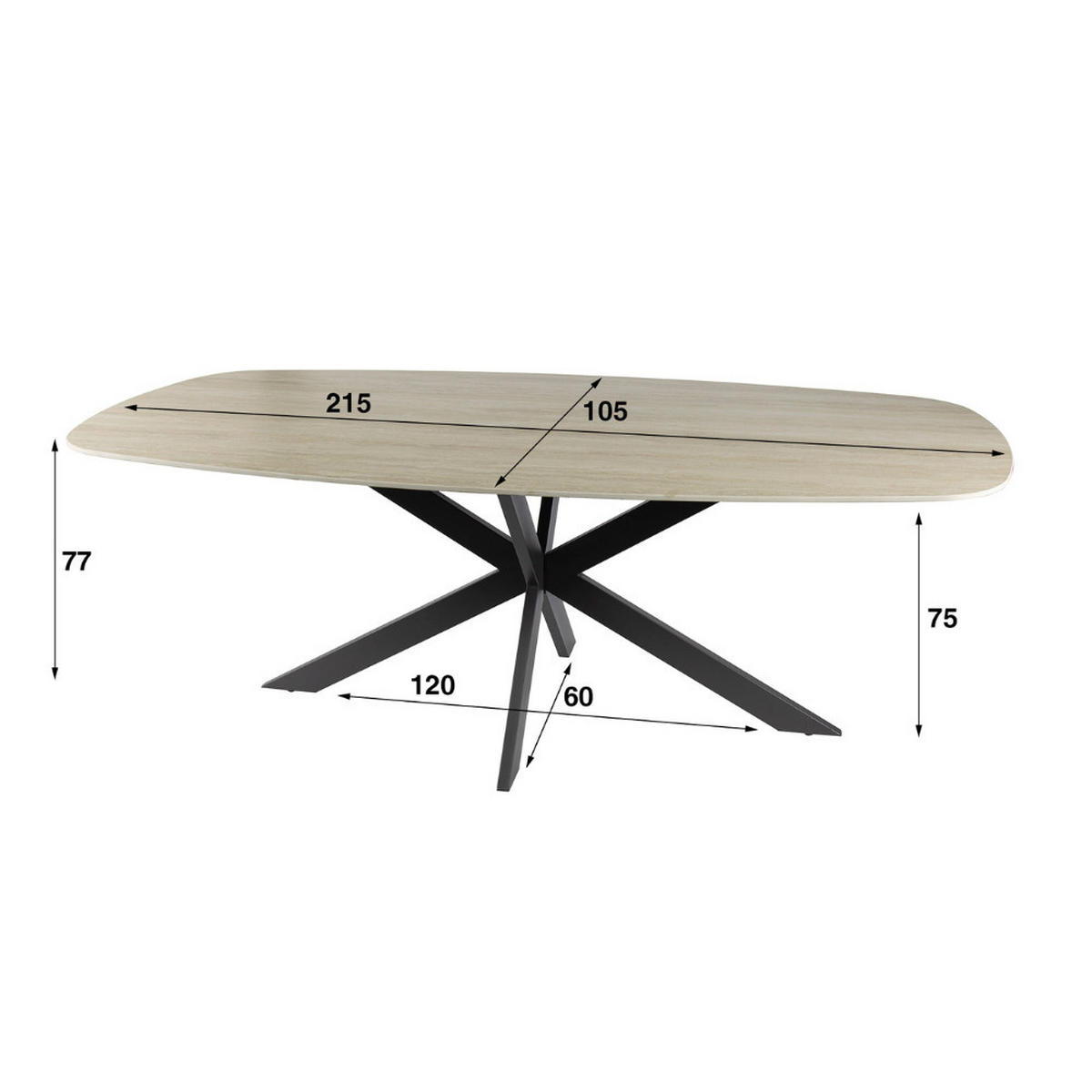 ESSTISCH ROMANO CROCE GRANDE Beige Keramiktisch 215cm - Beige, Keramik (215/105/77cm) - alesvelt