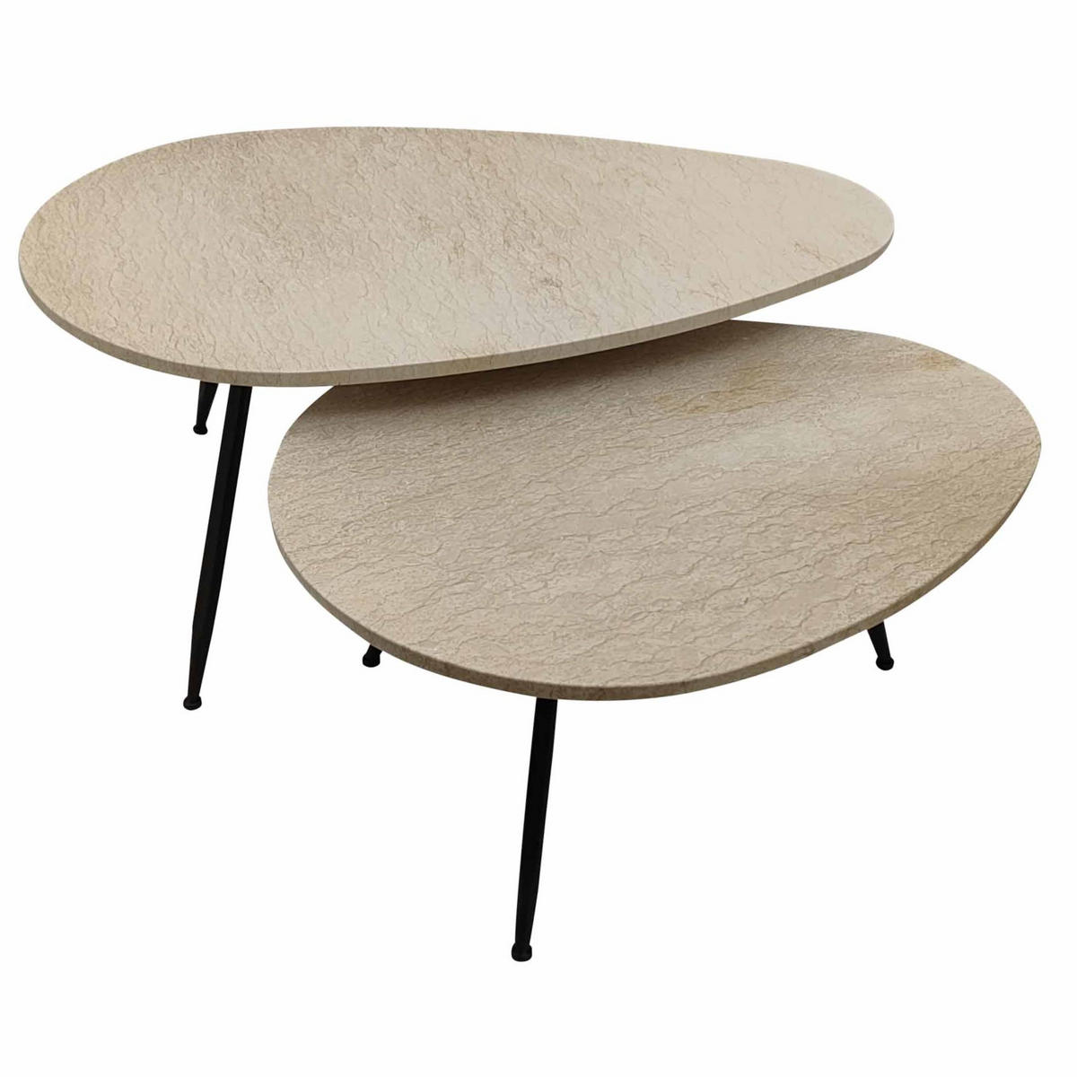 COUCHTISCH Veria Beige 100/60/43cm 2er-Set - Beige, Stein (100/60/43cm) - PTMD Collection