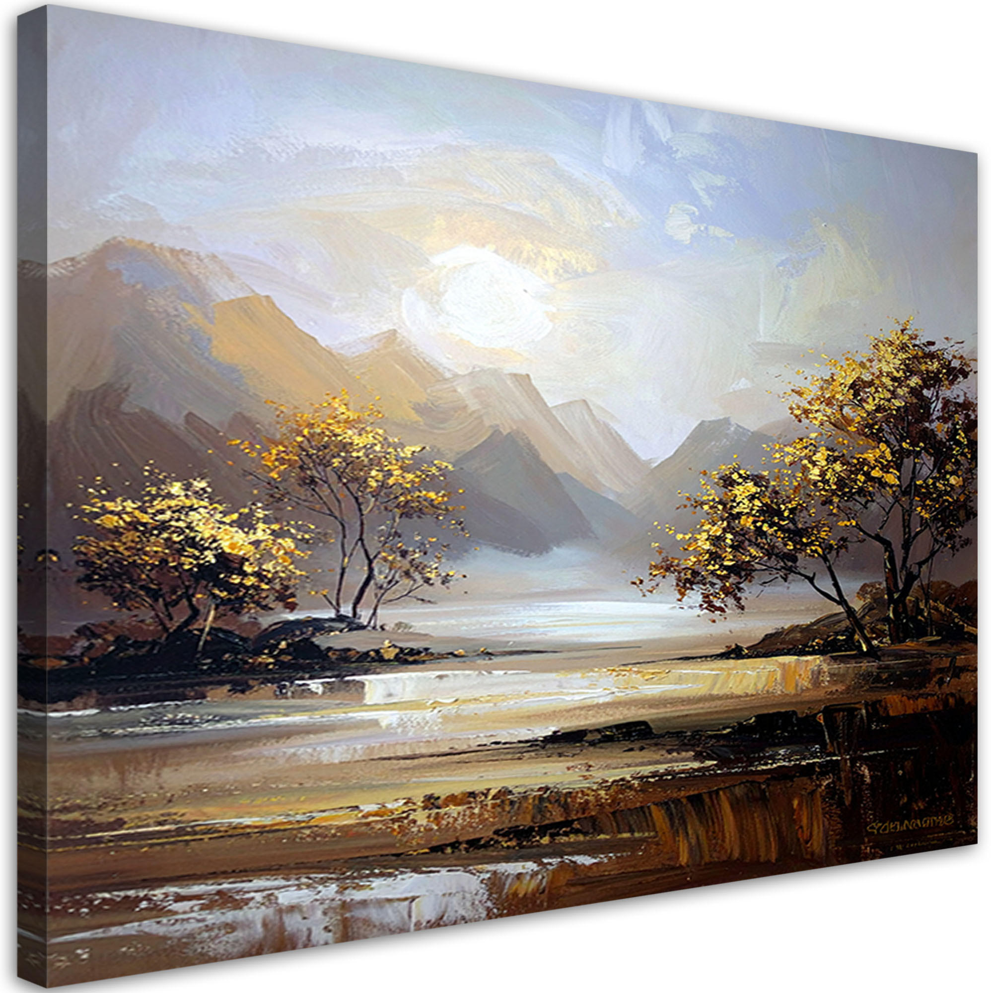 BILDER, Landschaft Berge Bäume Natur - Grau, Textil (100/70cm) - Feeby